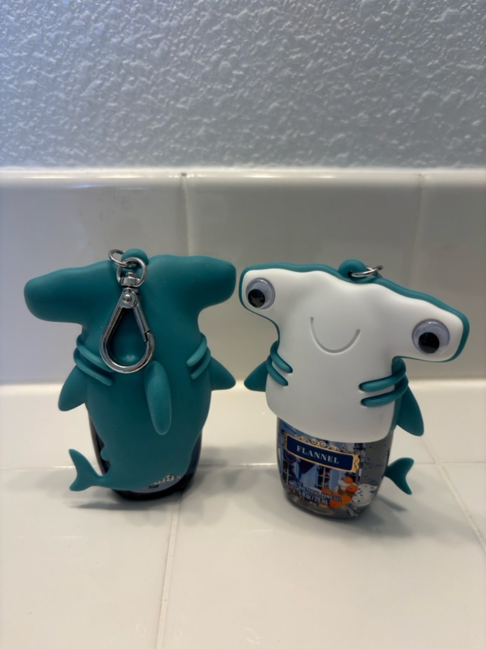Bath & Body Works Teal & White Hammerhead Shark Silicone Hand Sanitizer Holder